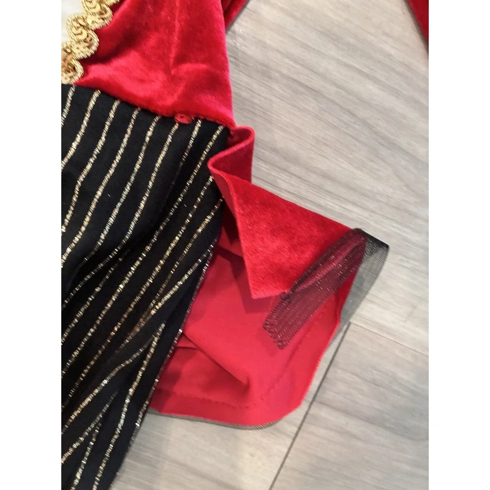 Dansco Dance Circus Ringmaster Costume Leotard with Tassels and Stripe Shorts